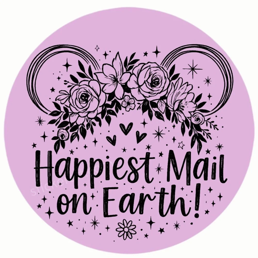 Happiest Mail on Earth Sticker 2” | Cute  DISNEY Label | Small Biz Packaging